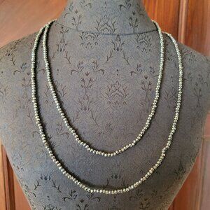 Long Metallic Beaded Necklace Faceted Beads For Women Versatile Layering Jewelry